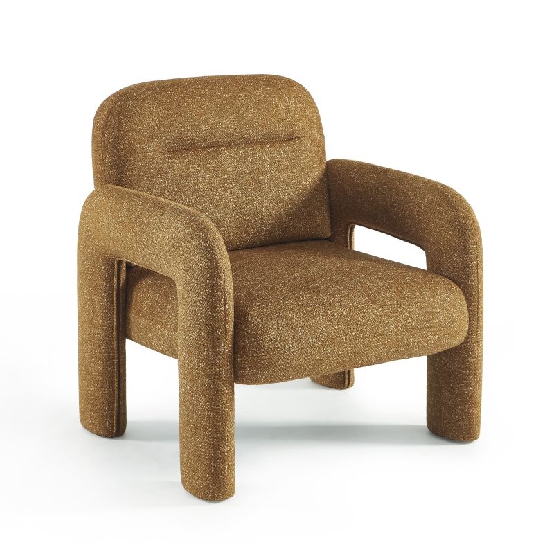 Fauteuil fixe BOLA 1 place tissu chenille jaune
