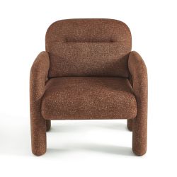 Fauteuil fixe BOLA 1 place tissu chenille terracotta