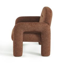 Fauteuil fixe BOLA 1 place tissu chenille terracotta