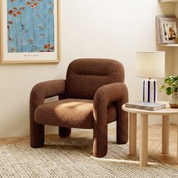 Fauteuil fixe BOLA 1 place tissu chenille terracotta