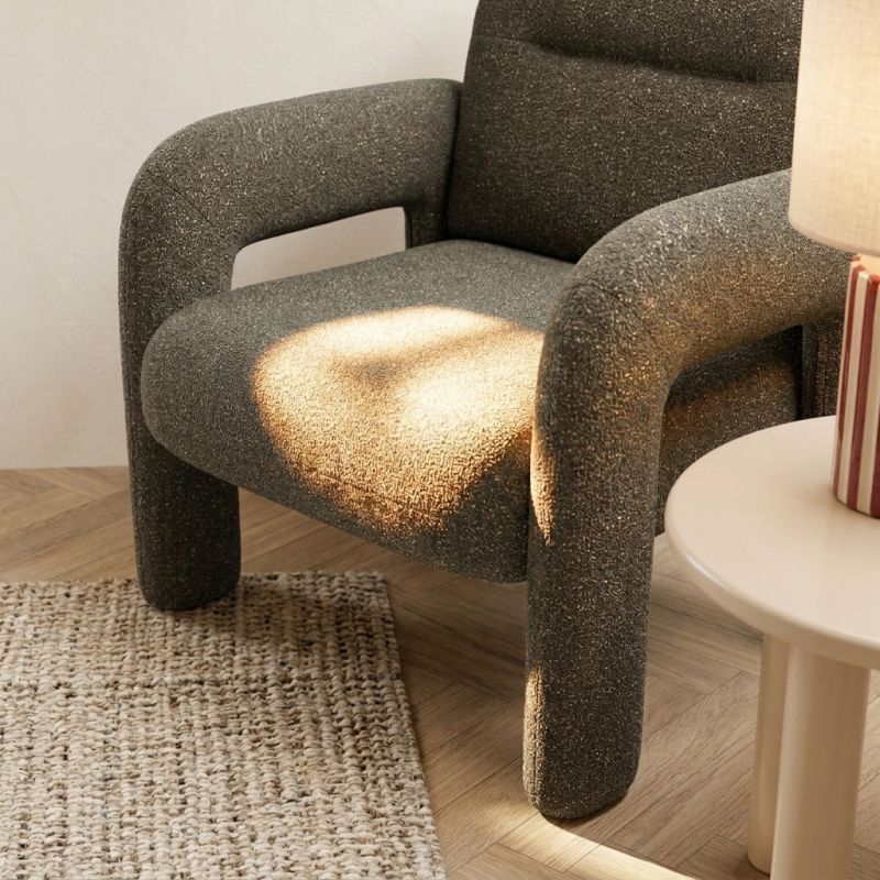 Fauteuil fixe BOLA 1 place tissu chenille vert