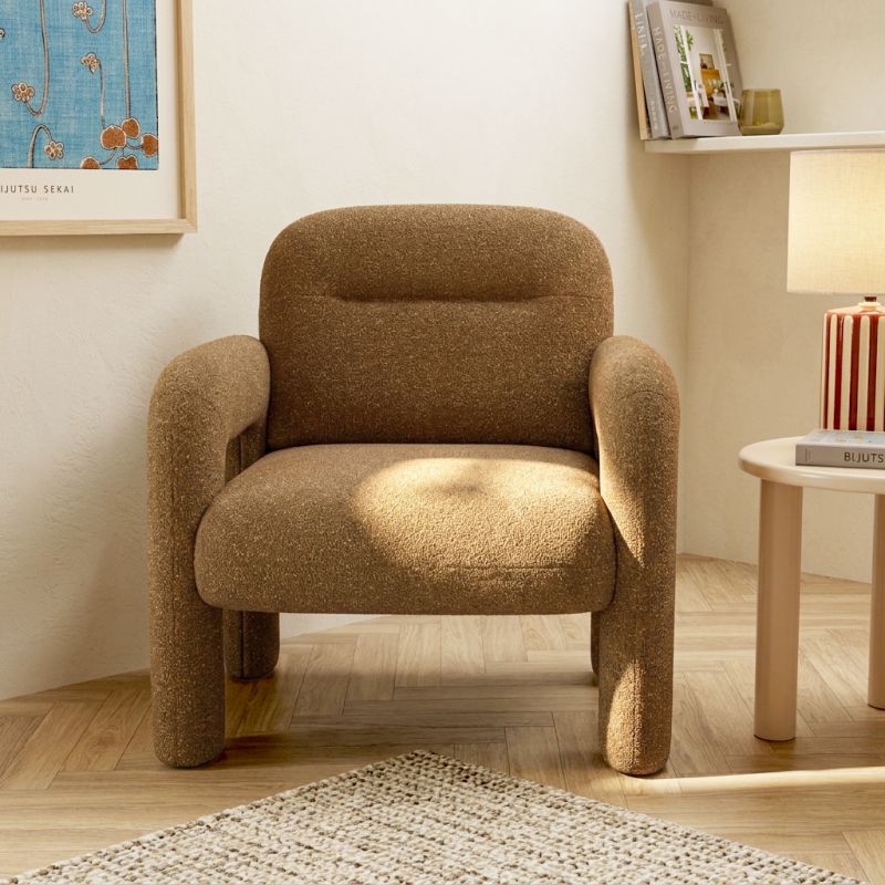 Fauteuil fixe BOLA 1 place tissu chenille jaune