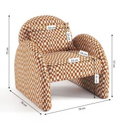 Fauteuil fixe COMA 1 place tissu chenille terracotta