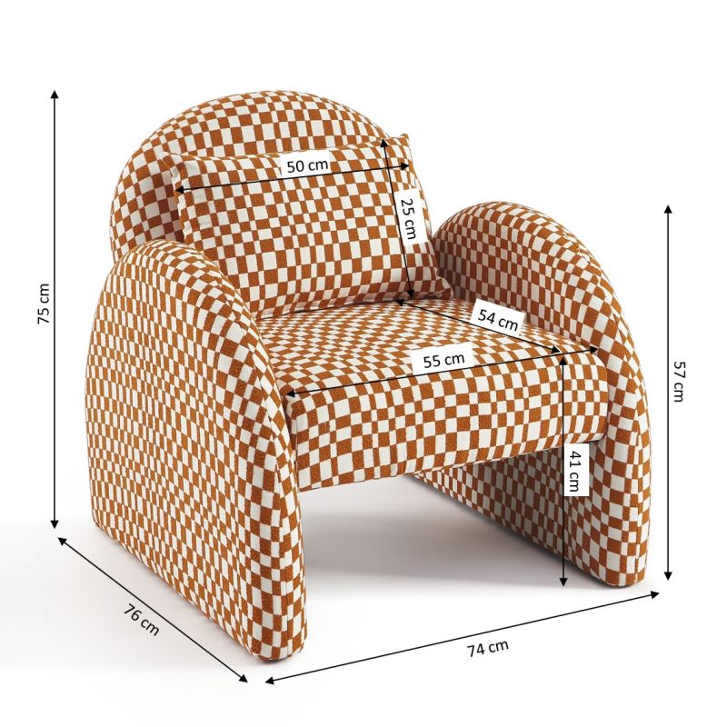 Fauteuil fixe COMA 1 place tissu chenille terracotta