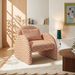 Fauteuil fixe COMA 1 place tissu chenille terracotta