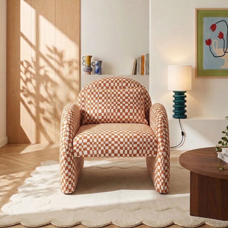 Fauteuil fixe COMA 1 place tissu chenille terracotta