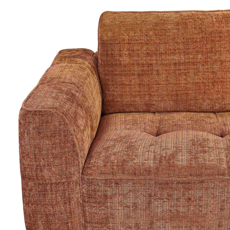 Canapé d'angle gauche fixe LOERA 4 places tissu velours texturé terracotta