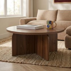 Table basse LILA effet noyer 80cm