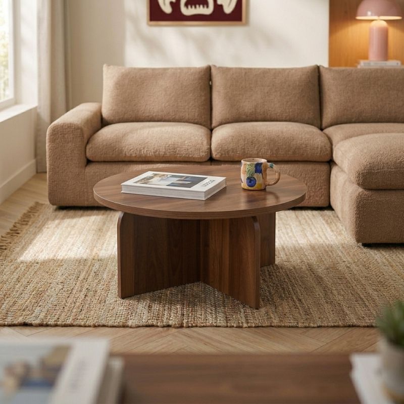 Table basse LILA effet noyer 80cm