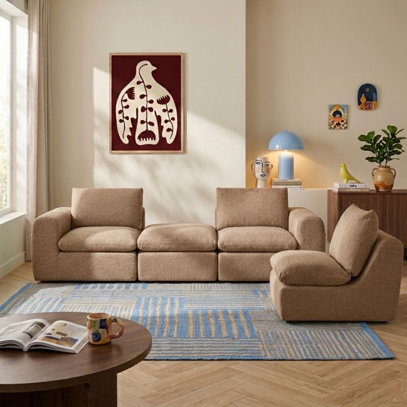 Pouf compressé MEKA 1 place tissu chenille vert