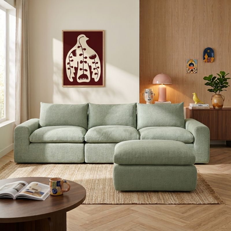 Chauffeuse compressée MEKA 1 place tissu chenille vert