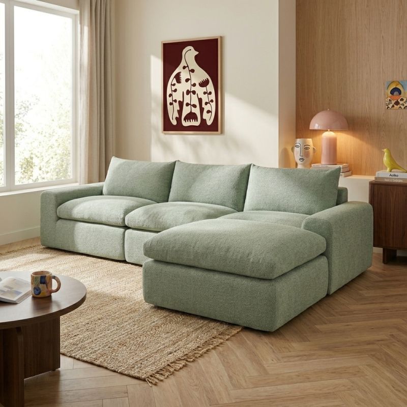 Chauffeuse compressée MEKA 1 place tissu chenille vert