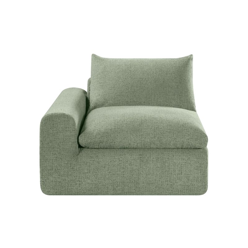 Canapé droit modulable compressé MEKA 3 places tissu chenille vert