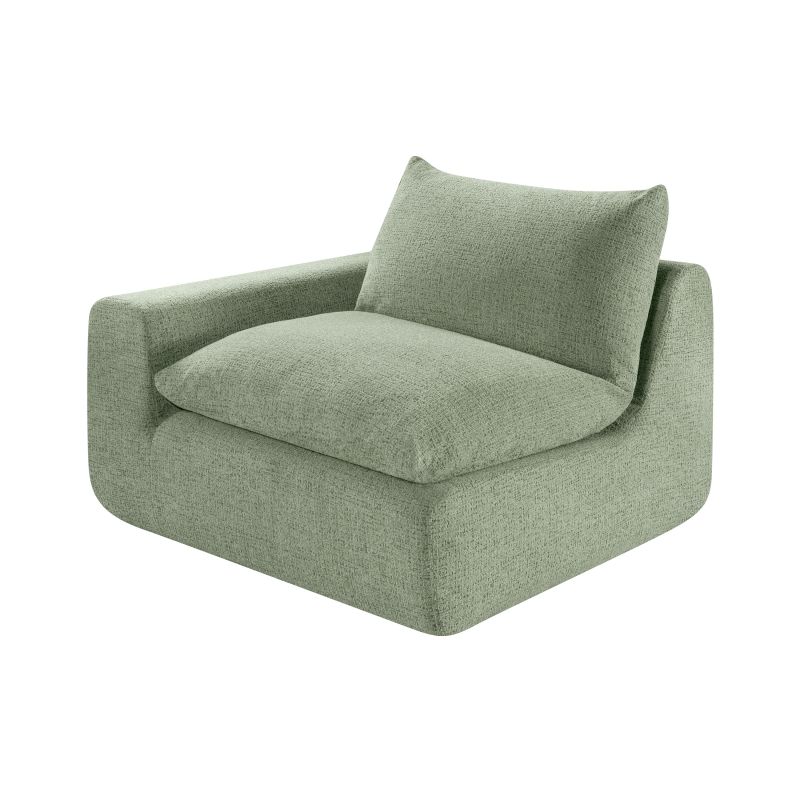 Canapé droit modulable compressé MEKA 3 places tissu chenille vert