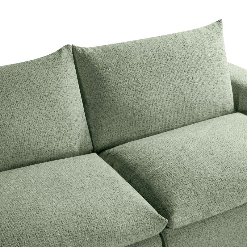 Canapé droit modulable compressé MEKA 3 places tissu chenille vert