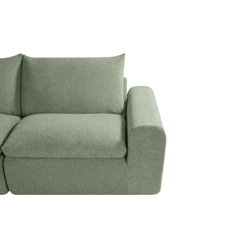 Canapé droit modulable compressé MEKA 3 places tissu chenille vert