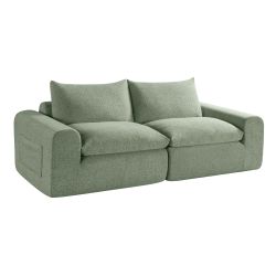 Canapé droit modulable compressé MEKA 3 places tissu chenille vert