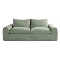 Canapé droit modulable compressé MEKA 3 places tissu chenille vert