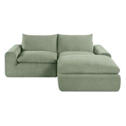 Canapé droit modulable compressé MEKA 3 places tissu chenille vert