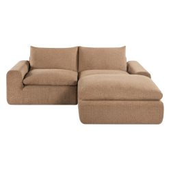 Canapé droit modulable compressé MEKA 3 places tissu chenille marron