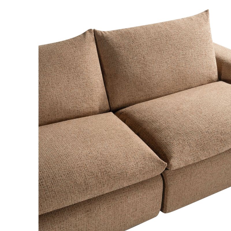 Canapé droit modulable compressé MEKA 3 places tissu chenille marron