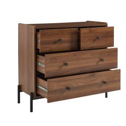Commode SANA 3 tiroirs effet noyer et poignées noires
