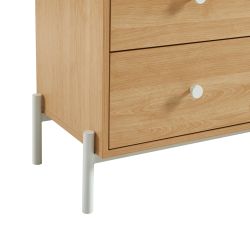 Commode SANA 3 tiroirs effet chêne et poignées blanches