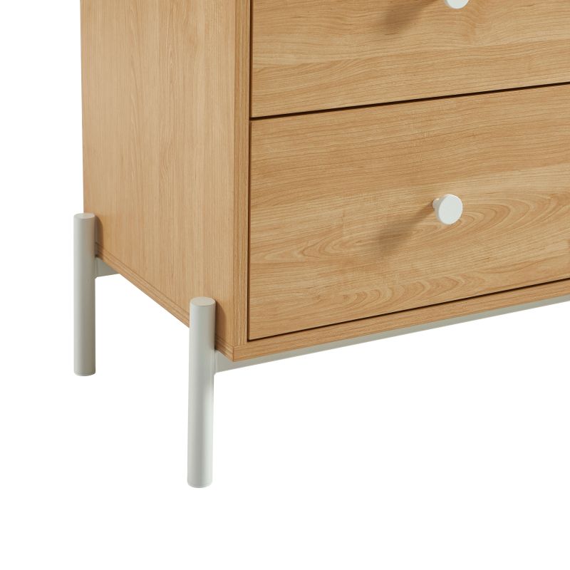 Commode SANA 3 tiroirs effet chêne et poignées blanches