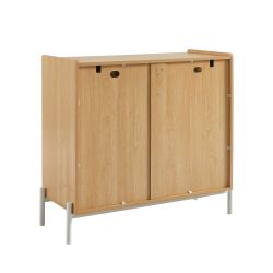 Commode SANA 3 tiroirs effet chêne et poignées blanches