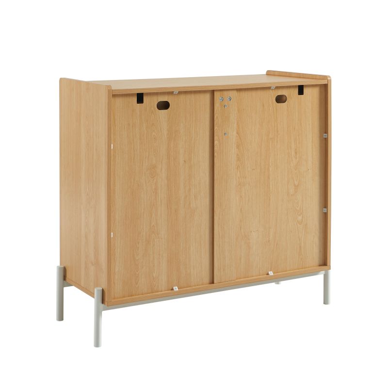 Commode SANA 3 tiroirs effet chêne et poignées blanches