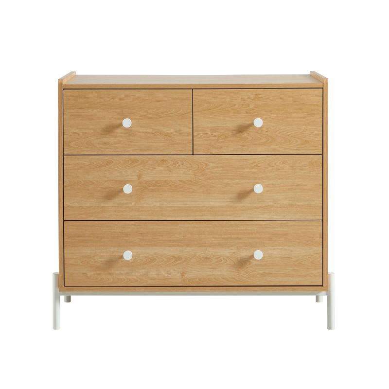 Commode SANA 3 tiroirs effet chêne et poignées blanches