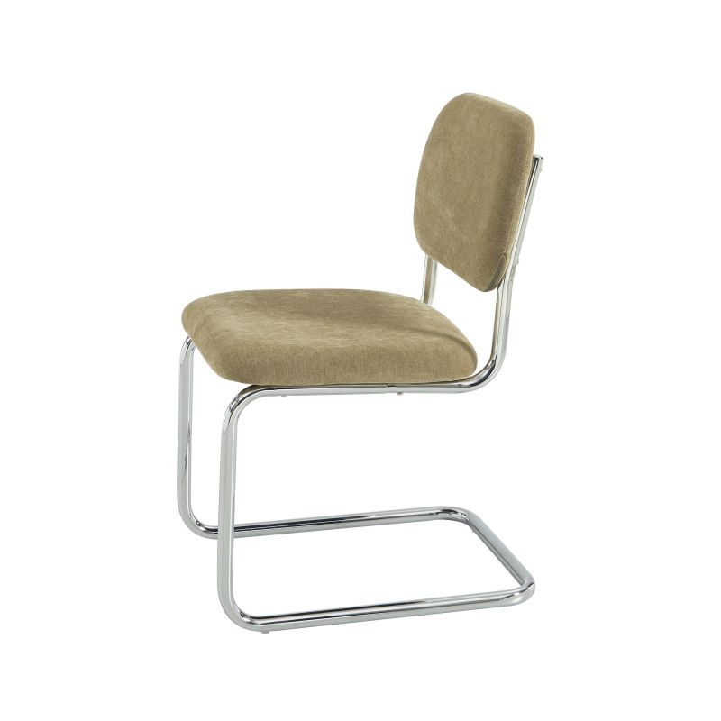 Lot de 2 chaises SELA tissu vert et pieds métal