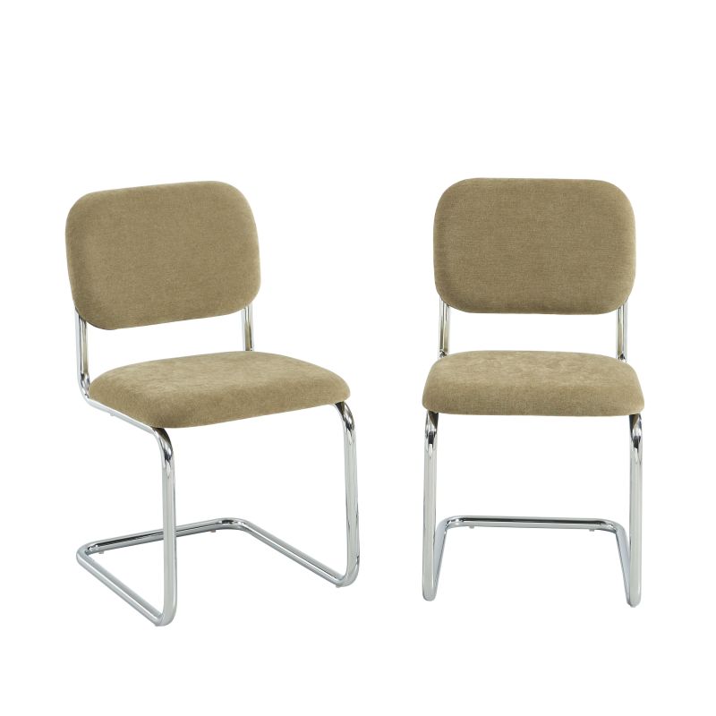 Lot de 2 chaises SELA tissu vert et pieds métal