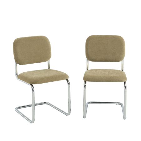 Lot de 2 chaises SELA tissu vert et pieds métal