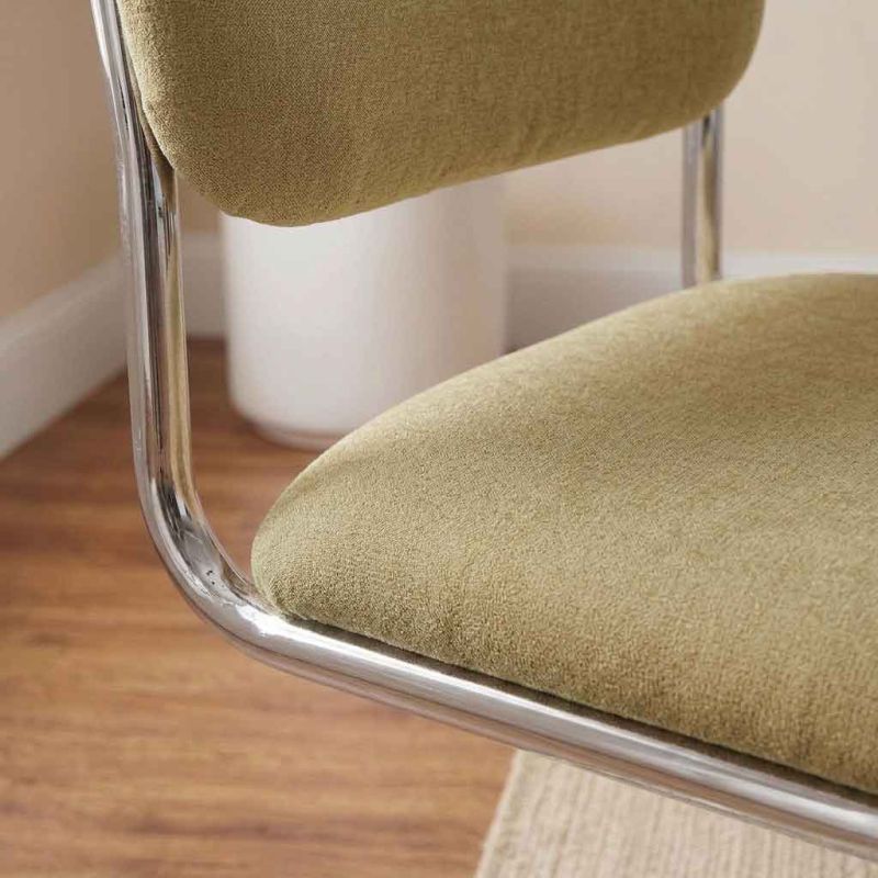 Lot de 2 chaises SELA tissu vert et pieds métal