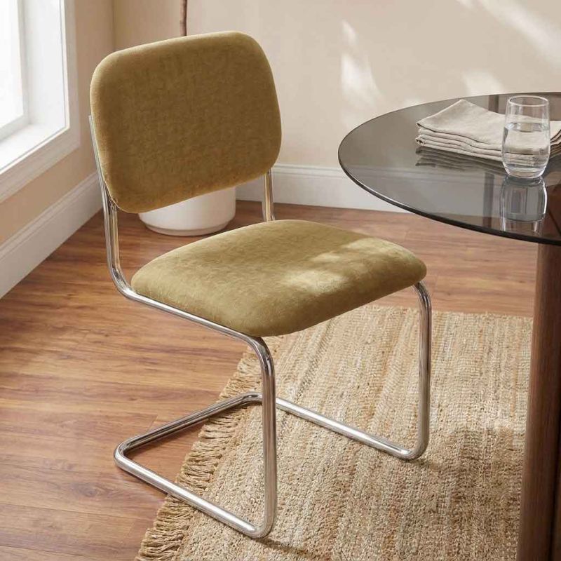 Lot de 2 chaises SELA tissu vert et pieds métal