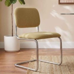 Lot de 2 chaises SELA tissu vert et pieds métal