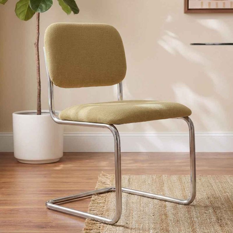 Lot de 2 chaises SELA tissu vert et pieds métal