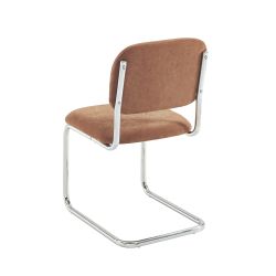 Lot de 2 chaises SELA tissu marron et pieds métal