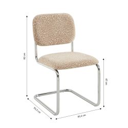 Lot de 2 chaises SELA tissu léopard beige et pieds métal