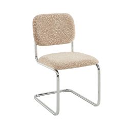 Lot de 2 chaises SELA tissu léopard beige et pieds métal