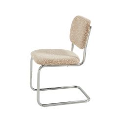 Lot de 2 chaises SELA tissu léopard beige et pieds métal