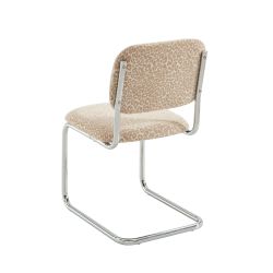 Lot de 2 chaises SELA tissu léopard beige et pieds métal