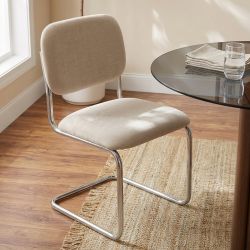Lot de 2 chaises SELA tissu beige et pieds métal