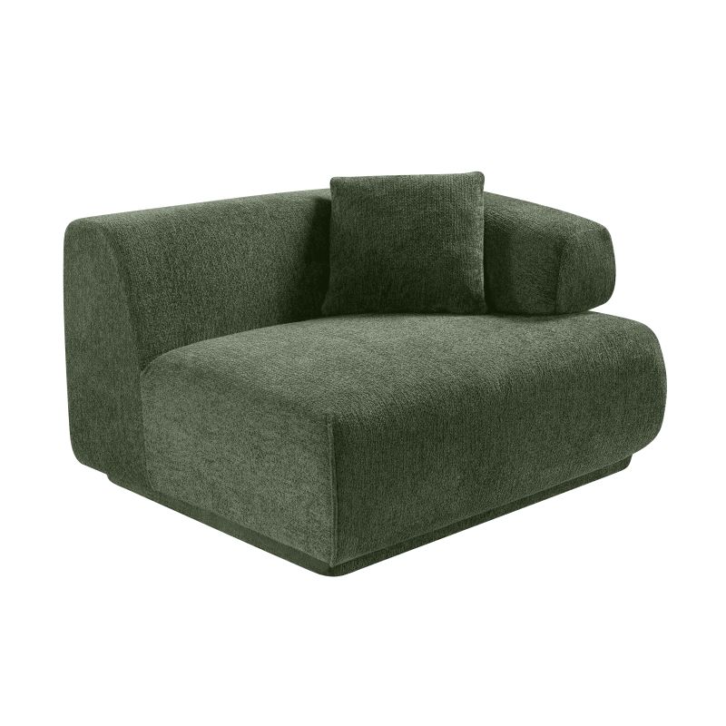 Canapé d'angle gauche compressé VENA 4 places tissu bouclette texturé vert