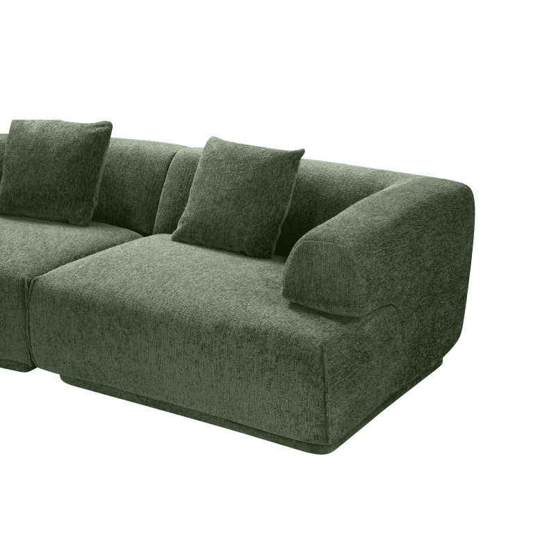 Canapé d'angle gauche compressé VENA 4 places tissu bouclette texturé vert