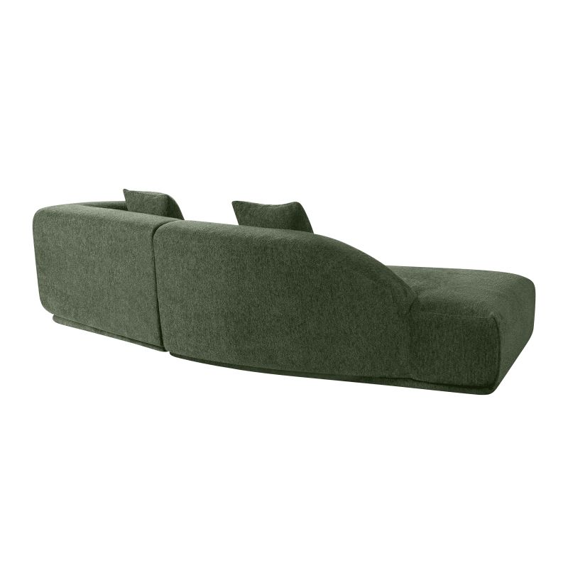 Canapé d'angle gauche compressé VENA 4 places tissu bouclette texturé vert