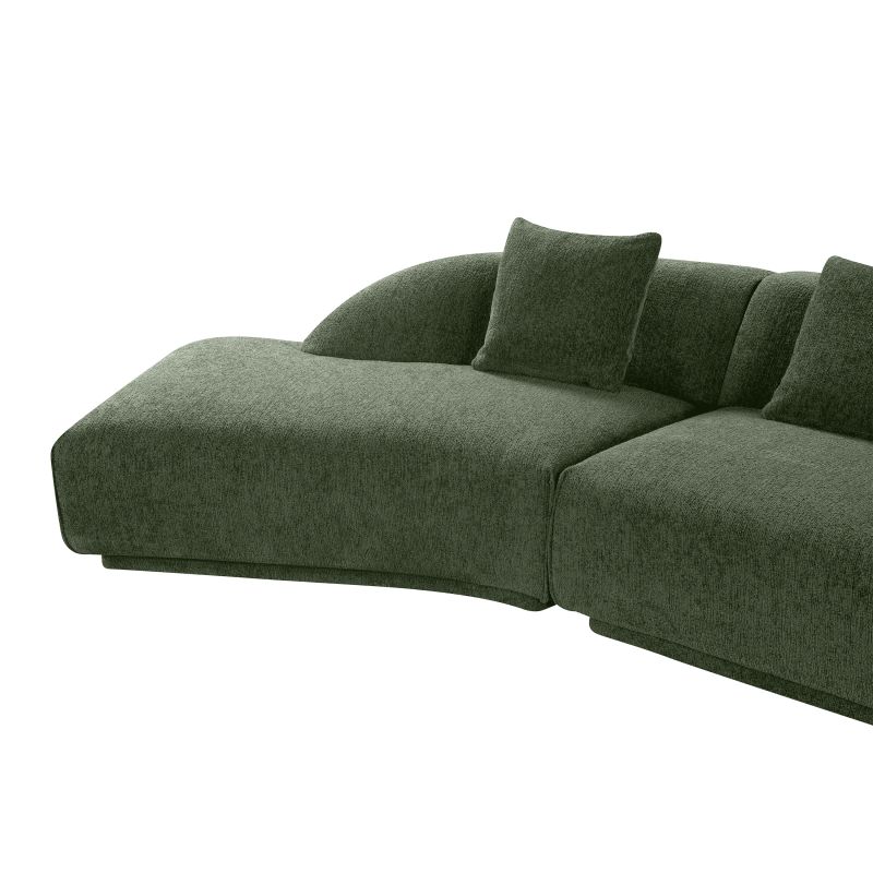 Canapé d'angle gauche compressé VENA 4 places tissu bouclette texturé vert