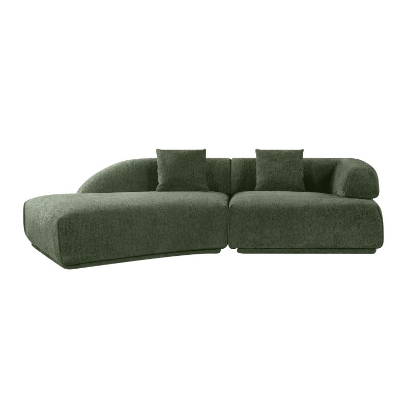 Canapé d'angle gauche compressé VENA 4 places tissu bouclette texturé vert