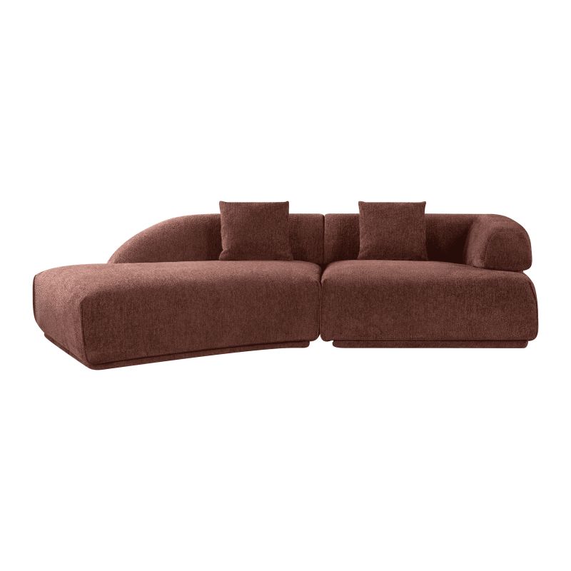 Canapé d'angle gauche compressé VENA 4 places tissu bouclette texturé terracotta